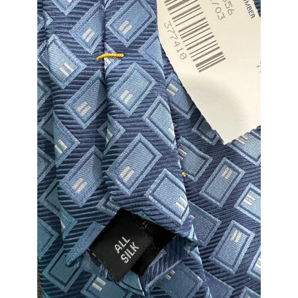 Innocenti for Tom‎ James Tie Mens Blue 100% Silk Geometric Necktie NEW $70